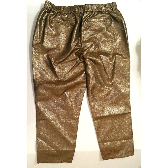 New Womens Joan Rivers Red Carpet Petite Slim Ankle Leg Shimmer Pants Bronze LP - Picture 5 of 8